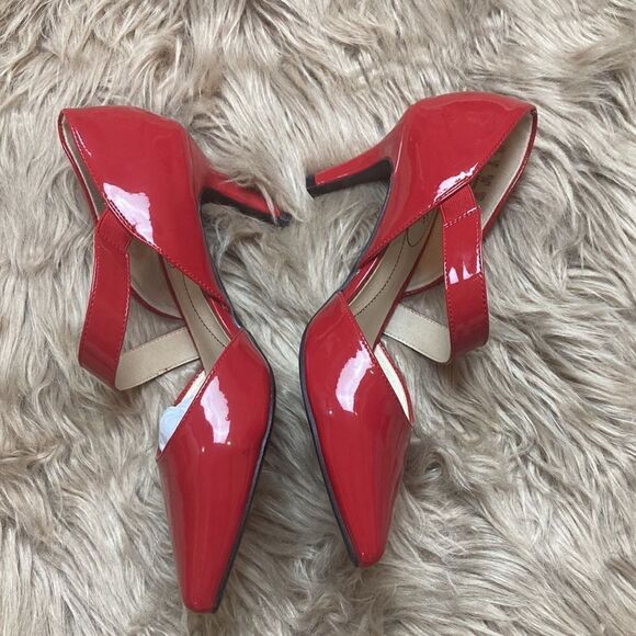 Life Stride Asymmetrical Strap Comfort Insole Pointed Toe Red Suki Pump/heels - Picture 7 of 16
